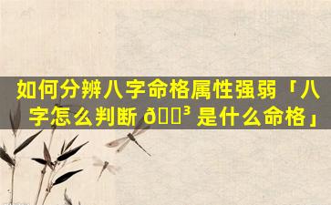 如何分辨八字命格属性强弱「八字怎么判断 🐳 是什么命格」